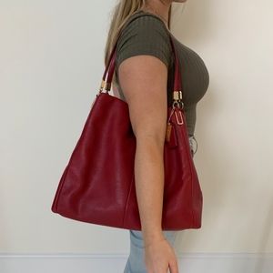 Leather Coach Hobo Bag in Maroon